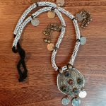 White beaded turkman pendant Necklace