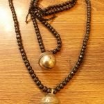 Black Wooden Beaded And Bell Pendant Necklace
