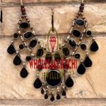 Handcrafted Kuchi tribal necklace with colored glass and bells