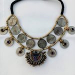 Half Moon Pendant And Afghani Coins Choker