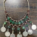 Synthetic Stone And Vintage Coins Choker