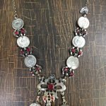 Old Coins And Red Beads Necklace