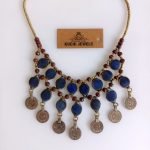 Lapiz Stone And Old Coins Necklace