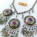 Three Afghani Pendant With Stone Work Long Chain Necklace for Women