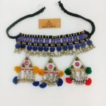 Three Triangle And Pompom Gypsy Choker