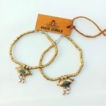 Turquoise Beads and Golden Metal Beads Anklets