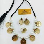 White Beads Egyptian Coins Choker Set