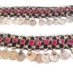 Kuchi anklet with crystal coins – golden ethnic ankle