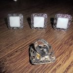 White Stone With Metal Net Ring