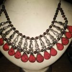 Coral Stone & Metal Fish Necklace