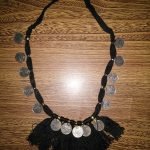 Black Thread And Coins Necklace
