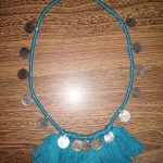 Turquoise Cotton Thread & Coins Necklace