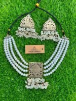 Bohemian White 4 Pearl Lines Choker Set (16)