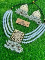 Bohemian White 4 Pearl Lines Choker Set (16)