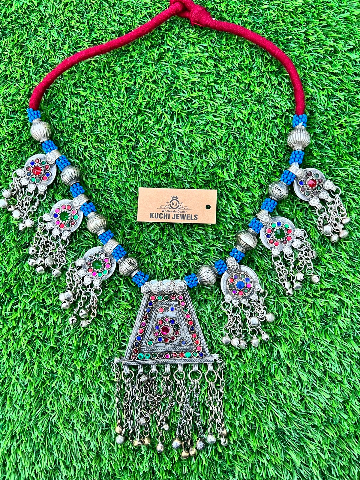 Vintage Pendants Afghani Necklace With Long Bells