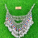 German Silver Heavy Boho Necklace With Multi Stone