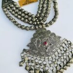 Hand Carving Turkman German Silver Single Pendant Necklace