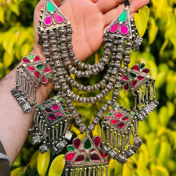 German Silver Turkman Beads Antique Necklace