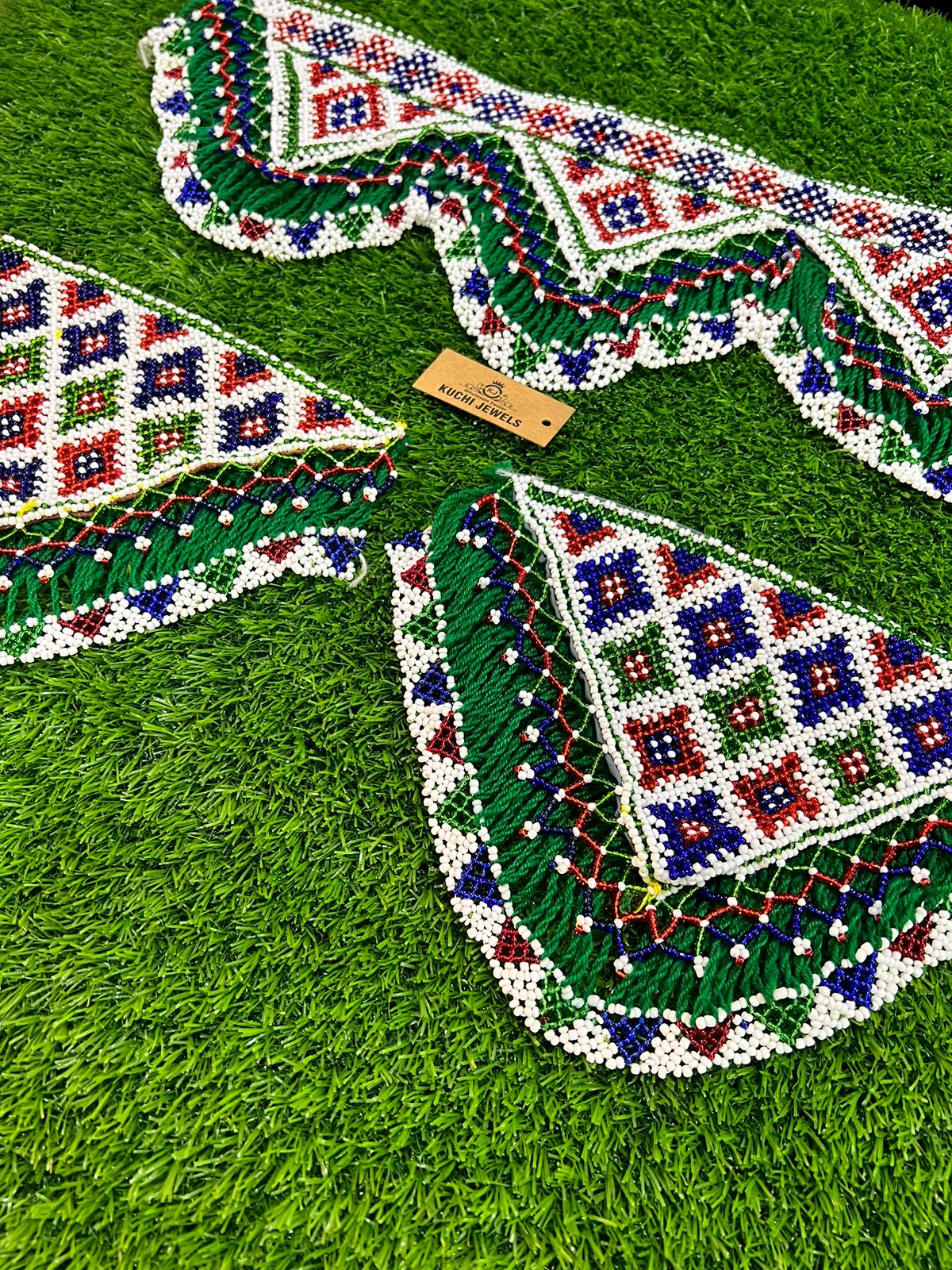 Multi Color Handmade Beaded Afghani Patch Set