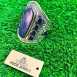 Oval Lapis Stone With Small Lapis Beads Kuchi Tribal Cuff Bracelet