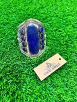 Oval Lapis Stone With Small Lapis Beads Kuchi Tribal Cuff Bracelet