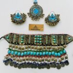 Turquoise Stone And Antique Coins Afghani Choker Set