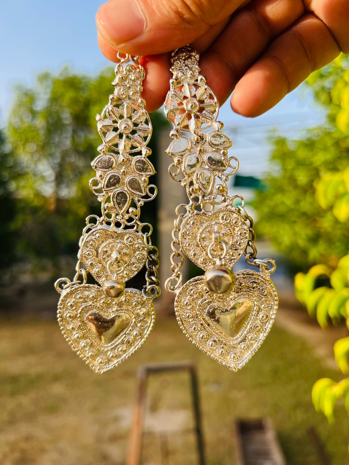 Antique Style Long Ear Rings in Gold Silver Color