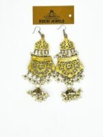 Traditional Design White Beads Gold Earrings