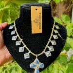 German Silver Leaf And Multi Design Lapis Stone Pendant Necklace