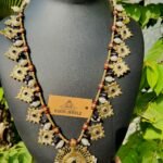 Multi Pearl And Metal Pieces Long Mala With Indian Strip