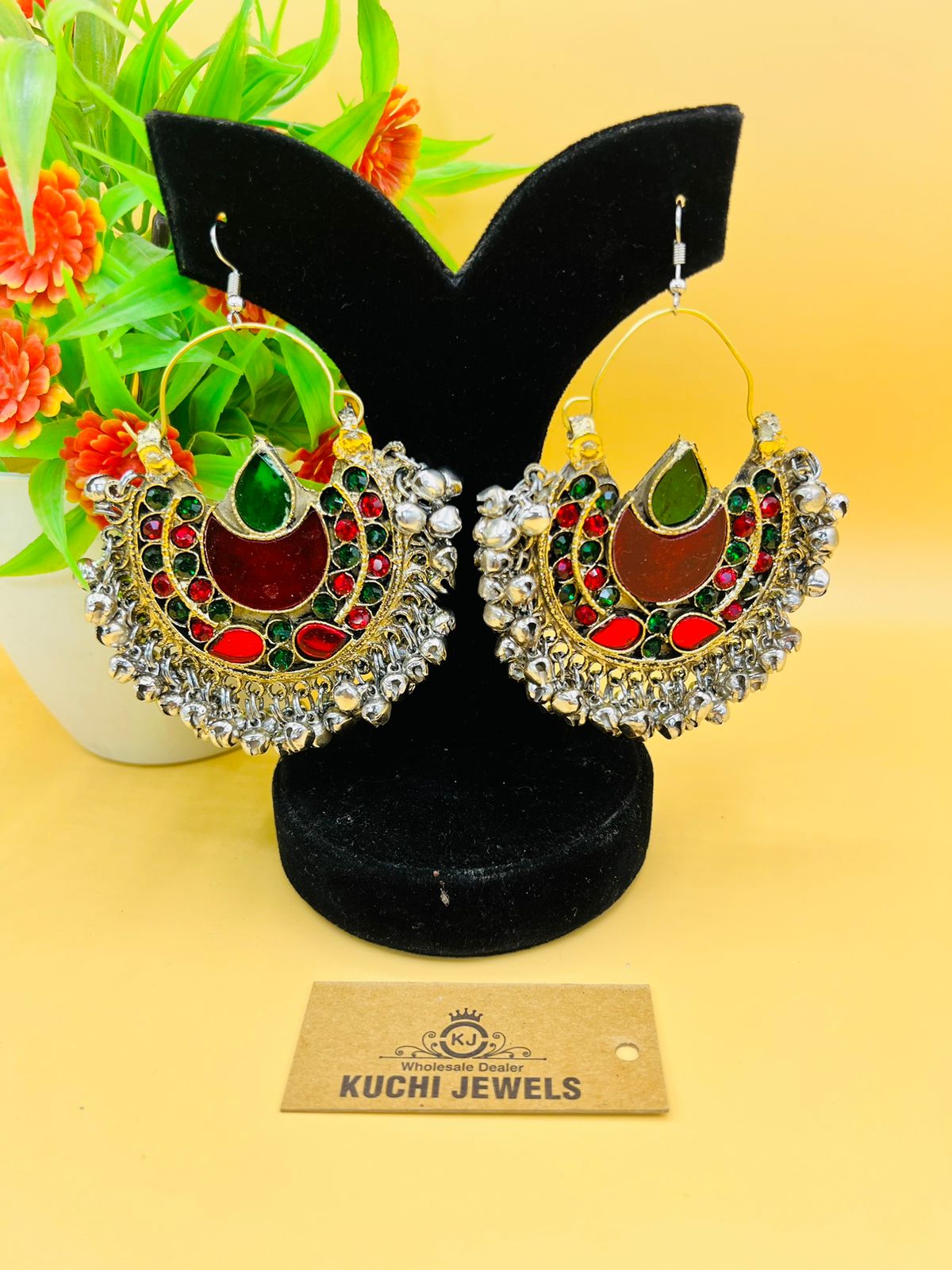 Chand Balli With Silver Bells Ear Rings for Women - Wholesale Kuchi Jewels