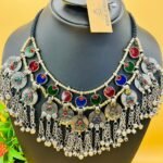 Kuchi Chand Stone And Bells Necklace