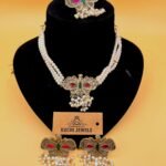 Butterfly And White Pearl Choker Set