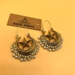 Chand Tara White Beads Ear Rings