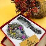 Egyptian Vintage Pocket Size Metal Mirror With Comb New