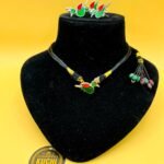 Green Bird Necklace Set With Indian Strip