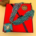 Indian Beaded Strings Mala With Square Stone Pendant