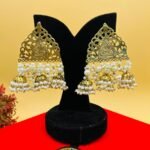 White Pearl And Jumka Earrings