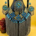 Long Metal Chain Afghani Work Necklace Set
