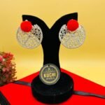 Stylish Pompom Round Silver Earrings