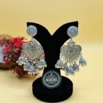 Autumn Feel Silver Heart Jhumki Earrings