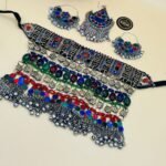 Handmade Multi Stone Afghani German Silver Necklace Set