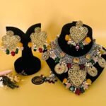 Antique Golden Silver Heart Shape Necklace Set