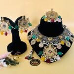 Antique Golden Silver Round Shape Necklace Set