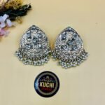 Mirror And Beads Golden Earrings