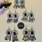 Multi Stone Golden Earrings