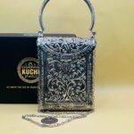 New Stylish Long Silver Metal Clutch