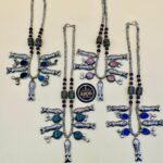 Fish Metal Vintage Multi Stone Necklace