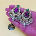 Golden Multi Stone Peacock Earrings