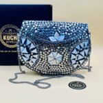 Silver Metal White Stone Bag